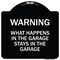 Signmission What Happens in the Garage Stays in the Garage Heavy-Gauge Aluminum Architectural Sign A-DES-BW-1818-22703 - alternate 1